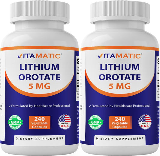Vitamatic Lithium Orotate 5mg bottle front for daily wellness support