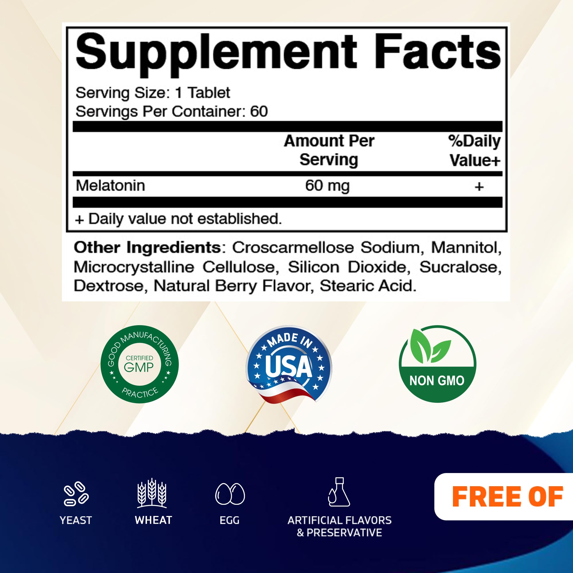 Vitamatic Melatonin 60 mg tablet halves show easy dosing options