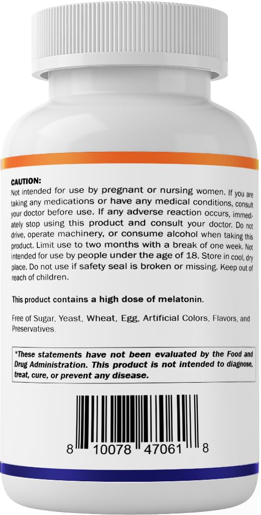 Allergen-free Vitamatic Melatonin label emphasizing ingredient exclusions