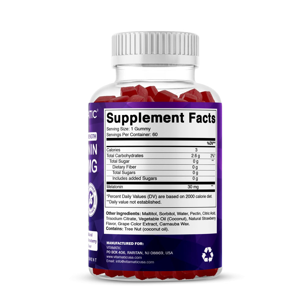 Vitamatic Melatonin Gummies gummy texture close-up for soft chew