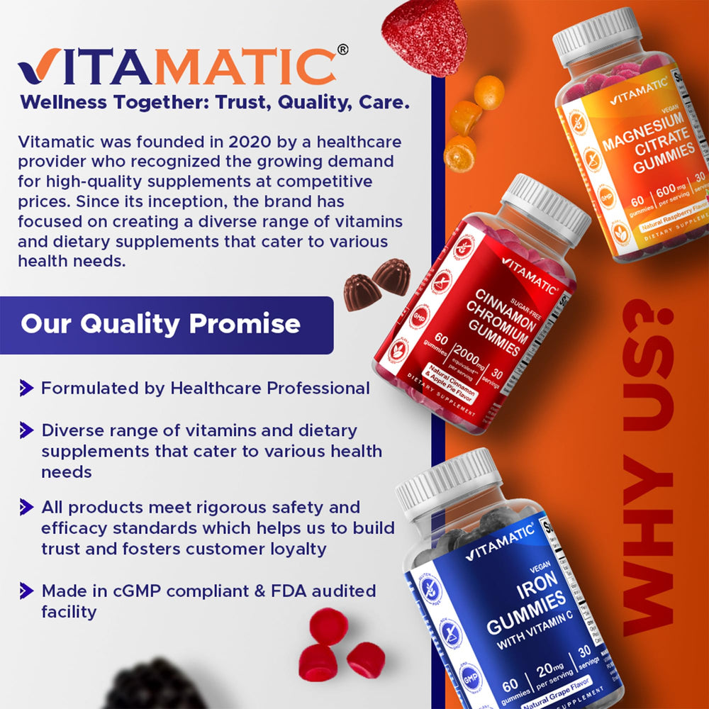 Vitamatic Melatonin Gummies vegan ingredients label highlights pectin base