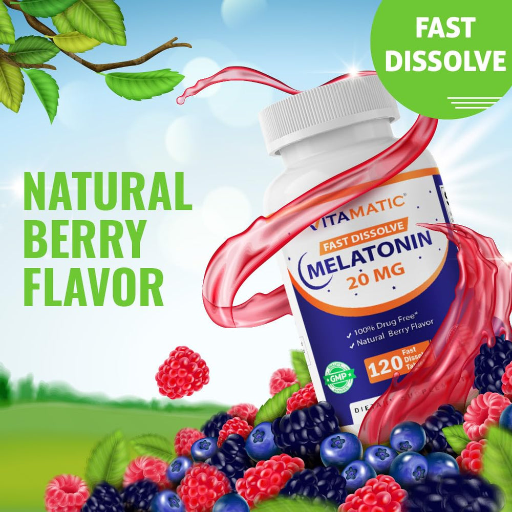 Vitamatic Melatonin non-GMO gluten-free packaging close view