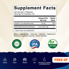 Vitamatic MSM 2000mg capsules close-up for easy daily use.