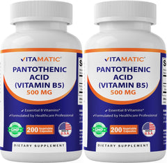 Vitamatic Pantothenic Acid bottle front shown for daily energy support