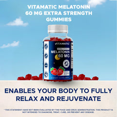 Vitamatic bottle label with ingredient details emphasizes 60 mg per serving