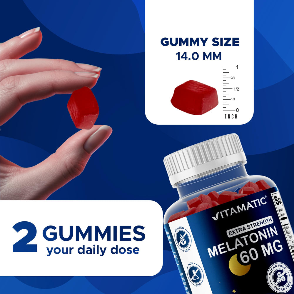 Vitamatic 60 mg two-pack packaging highlights vegan, drug-free option for night time use