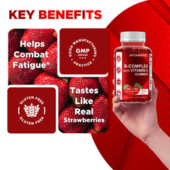 Vitamatic vegan-friendly label signals plant-based sourcing for the gummies.