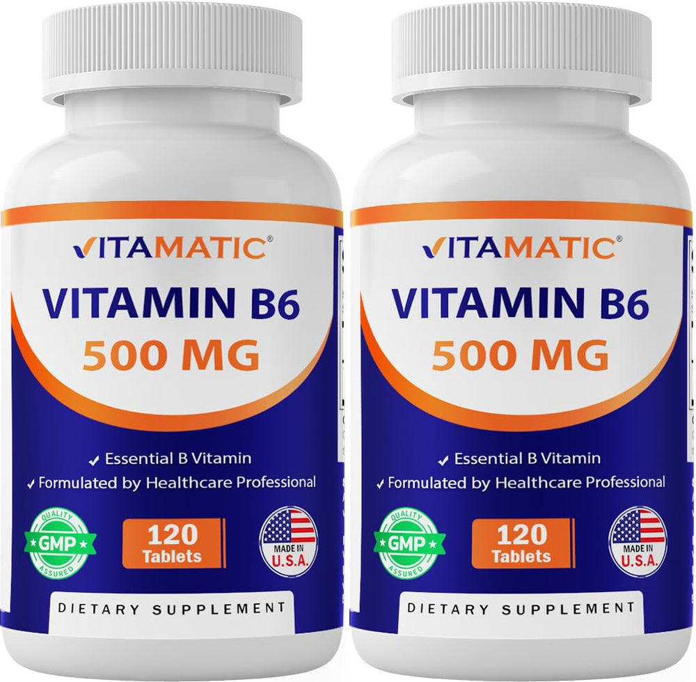 Vitamatic Vitamin B6 bottle front view showing product identity and design