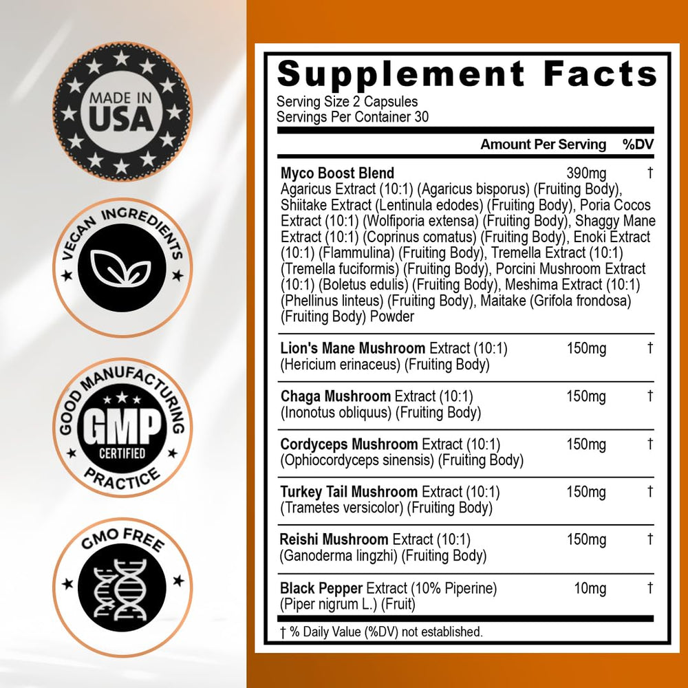 GMP-certified manufacturing stamp on Vitamax MycoBoost label