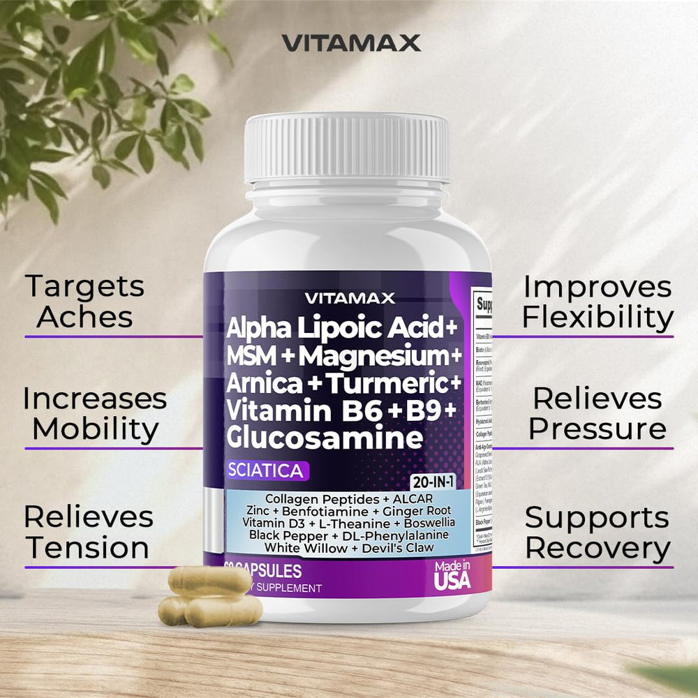 Vitamax Nerve Plus nutrition label highlighted on packaging