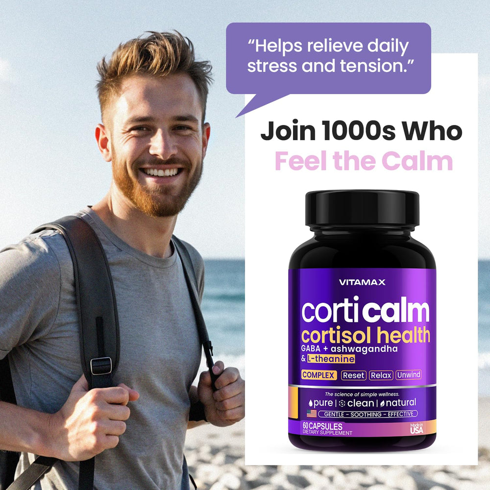 Vitamax Pure Calm mood balance graphics hint at steady days.