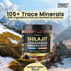 Vitamax Sea Moss and Ashwagandha gummies ingredients close-up for balanced energy