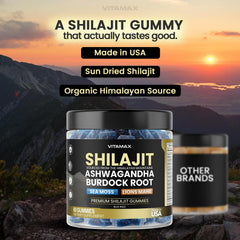 Vitamax Shilajit Gummies Made in USA badge on jar