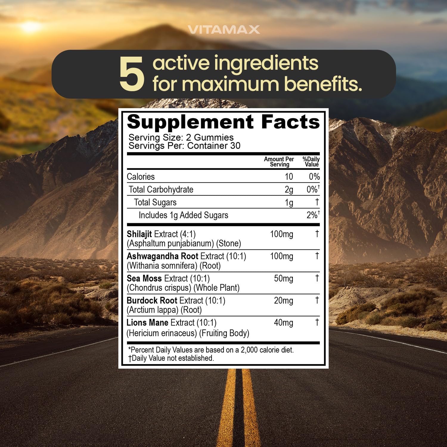 Vitamax vegan non-GMO label on gummies packaging