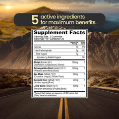 Vitamax vegan non-GMO label on gummies packaging