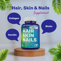 VitaMed tablets closeup biotin and collagen for growth potential.