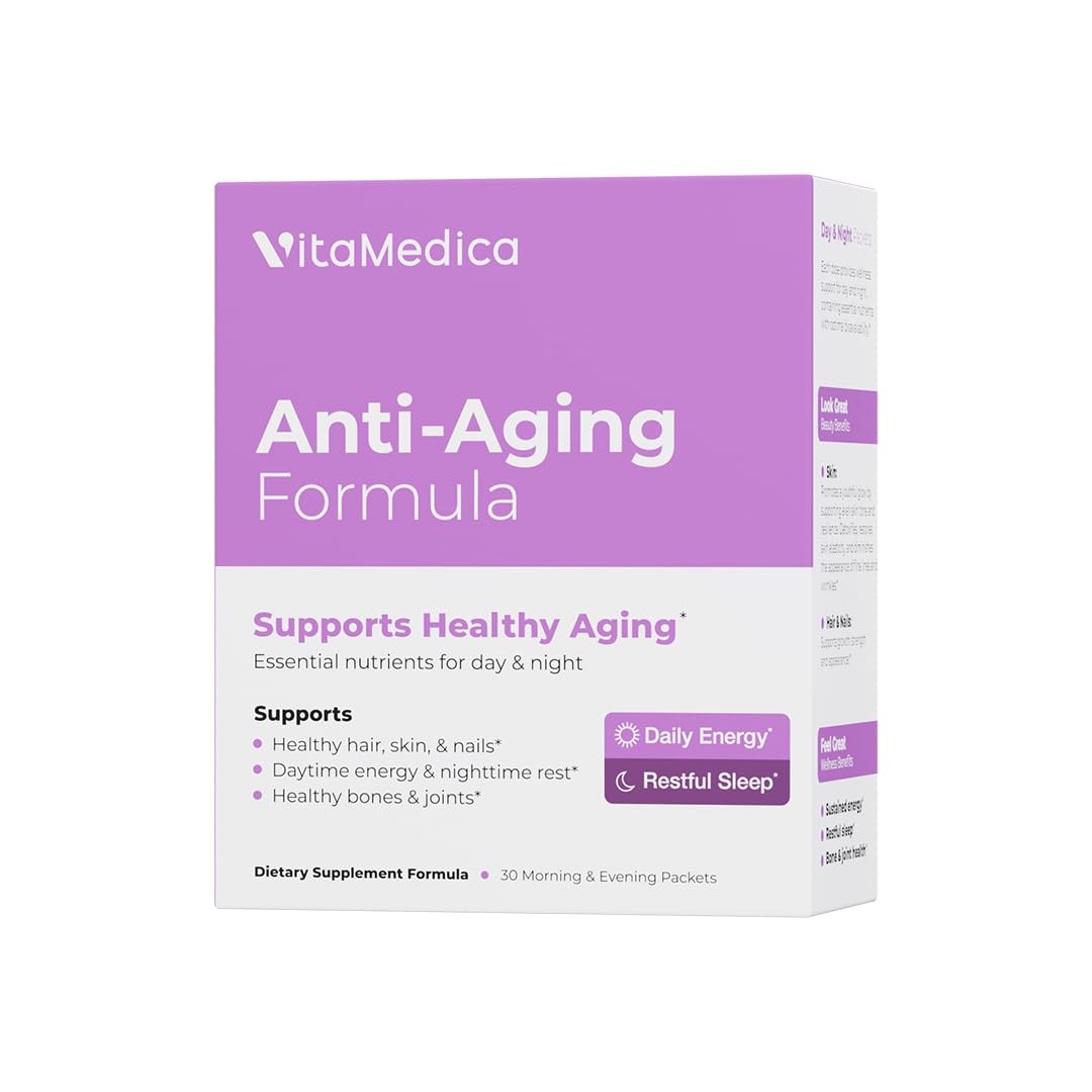 VitaMedica anti-aging pack bottle with capsules for daily vitality and skin support.