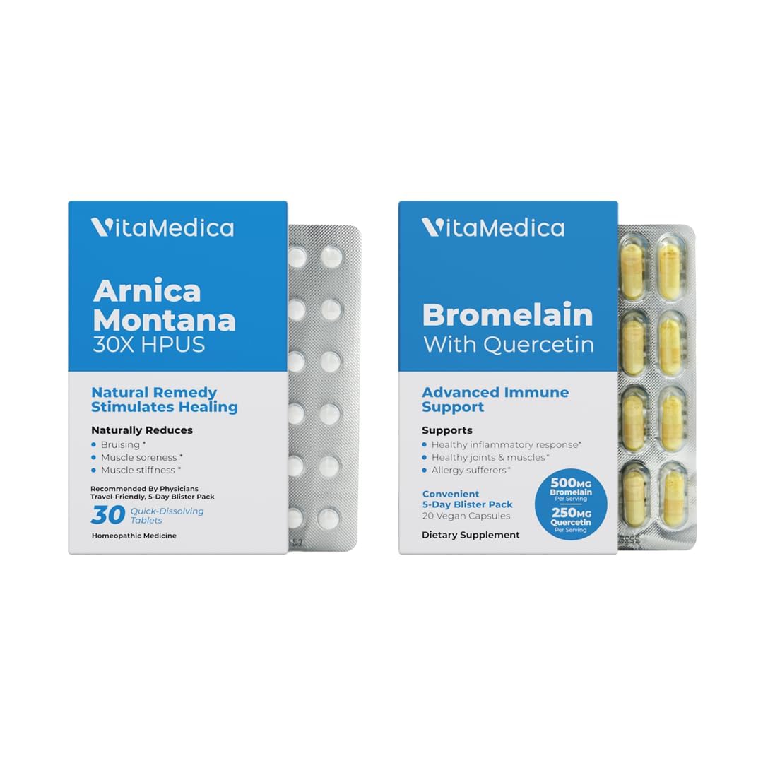 VitaMedica Arnica Bromelain blister pack bundle for post-surgery support.