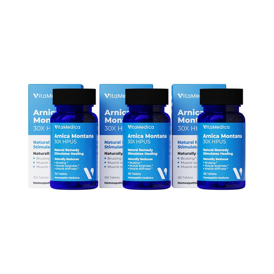 VitaMedica Arnica Montana 30X tablets in bottle front for bruise support