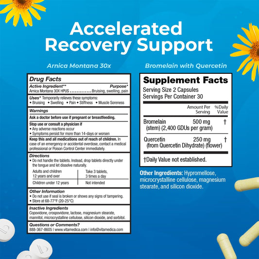 VitaMedica Bromelain Quercetin 500mg capsules with standardized bromelain for reliable activity
