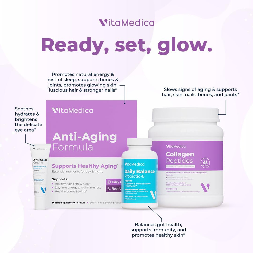 VitaMedica calcium, magnesium, vitamin D shown for bone health support.