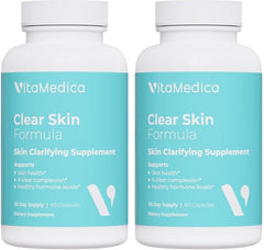 VitaMedica Clear Skin Vitamin Formula bottle shown for skin health benefits