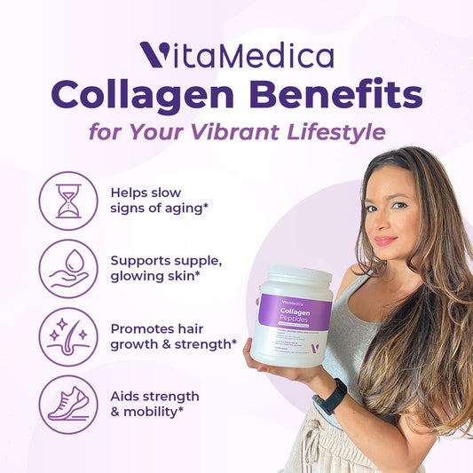 Pour of VitaMedica Collagen Peptides blends into smoothies effortlessly.