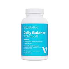 VitaMedica Daily Balance Probiotic-8 bottle shown for daily gut health support