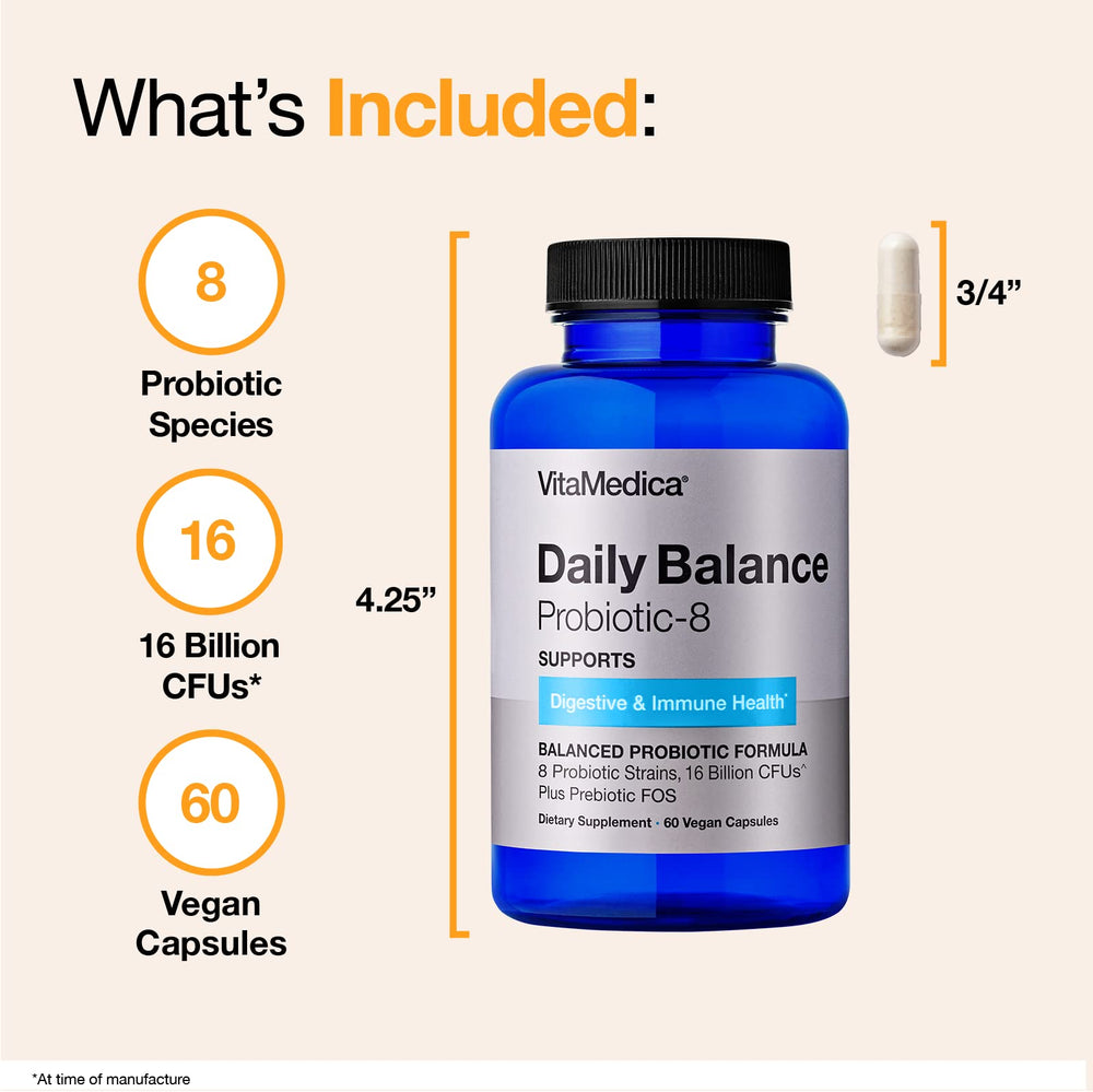 VitaMedica Daily Balance-8 bottle with water for convenient intake
