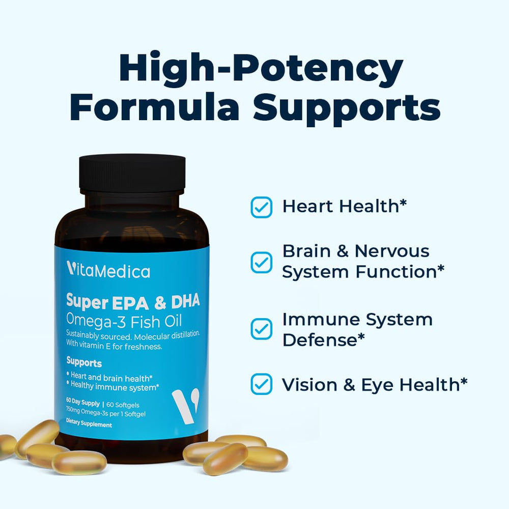 Enteric-coated VitaMedica softgels reducing fishy aftertaste for gentler digestion.