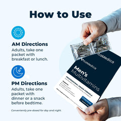 VitaMedica morning-evening packets shown for a simple daily routine.