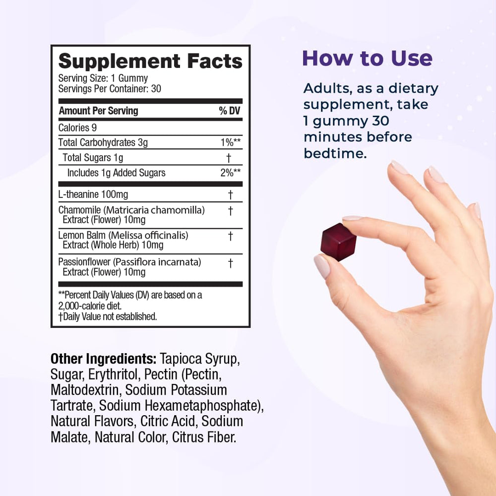 Made in USA VitaMedica Snooze Gummies with pure ingredients.
