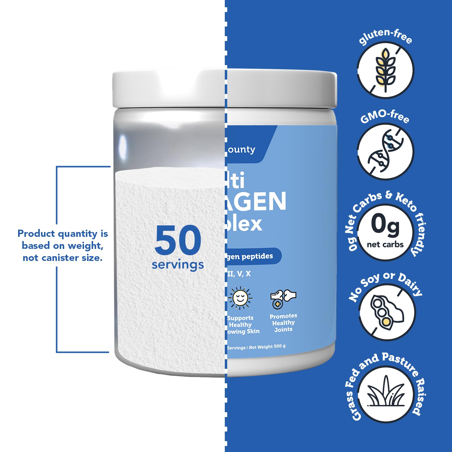 Vitamin Bounty Collagen Complex bottle emphasizes skin elasticity and hydration