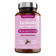 Vitamin Bounty Forskolin bottle shows 60 capsules for weight management support.