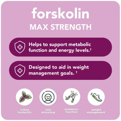 Vitamin Bounty Forskolin label close-up emphasizes purity and coleus forskohlii origin.