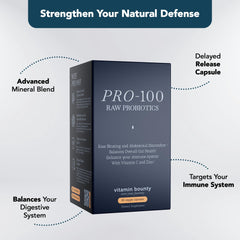 Vitamin Bounty Pro-100 delayed-release capsules ensure gut delivery.