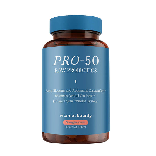 Vitamin Bounty Pro-50 bottle of capsules for daily digestive support