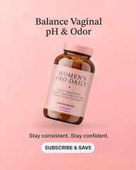 Cranberry imagery alongside Vitamin Bounty Women's Pro-Daily Probiotic for urinary balance.