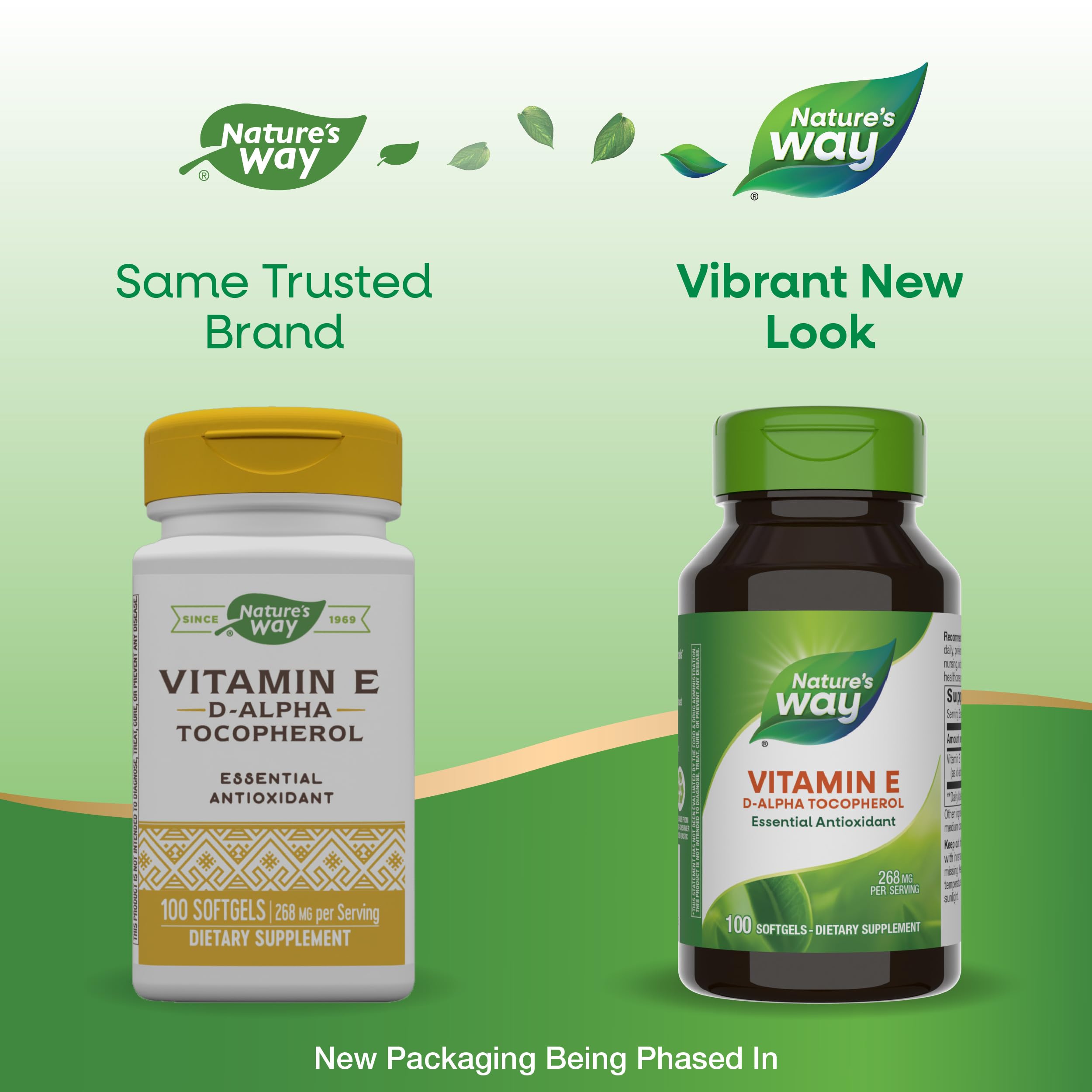 Nature's Way Vitamin E d-alpha tocopherol softgels for daily cell health support.