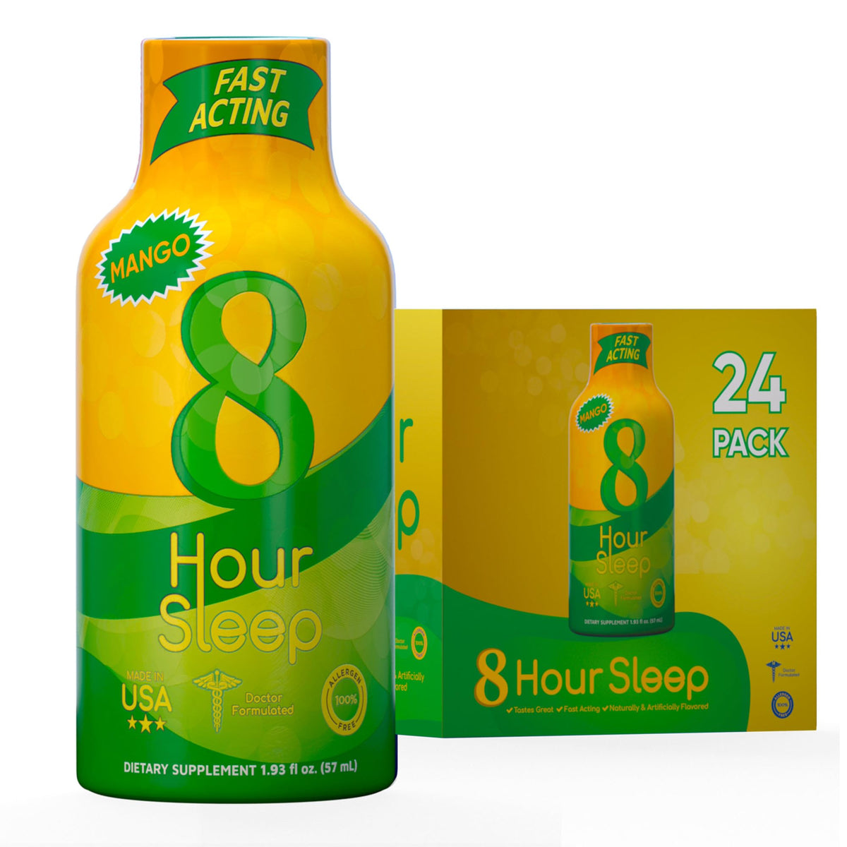 Vitamin Energy 8 Hour Sleep Shot mango bottle ready for a calming evening routine.