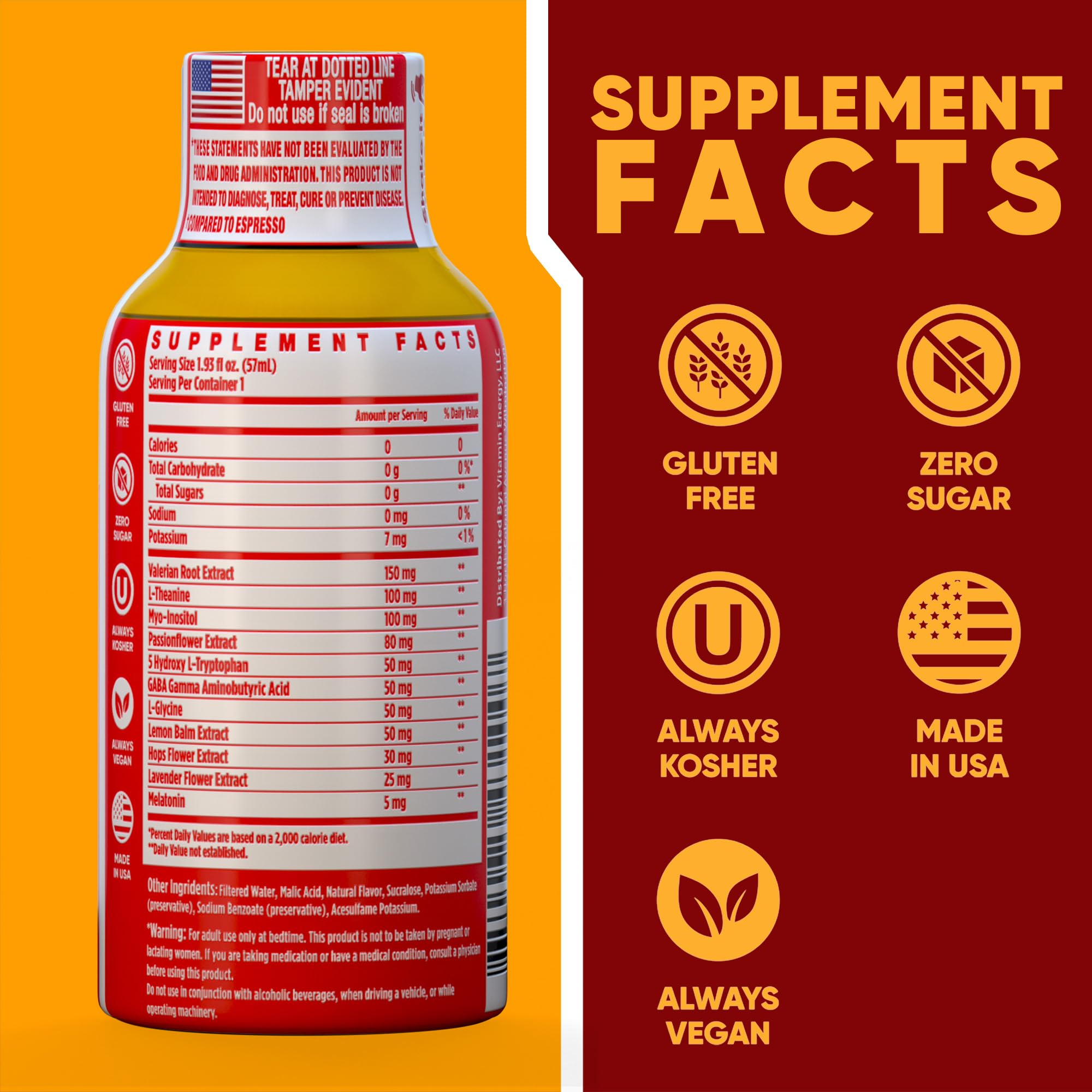 Vitamin Energy 8 Hour Sleep Shot strawberry-lemonade glass for a calming bedtime ritual