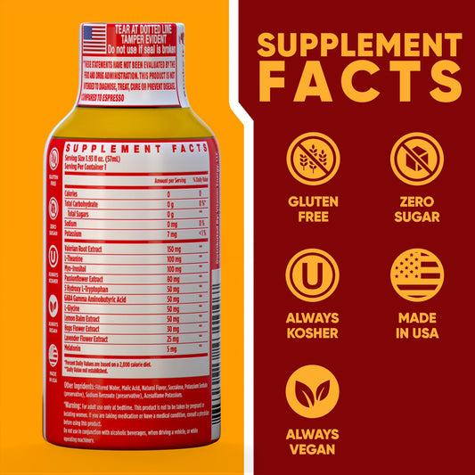 Vitamin Energy 8 Hour Sleep Shot strawberry-lemonade glass for a calming bedtime ritual