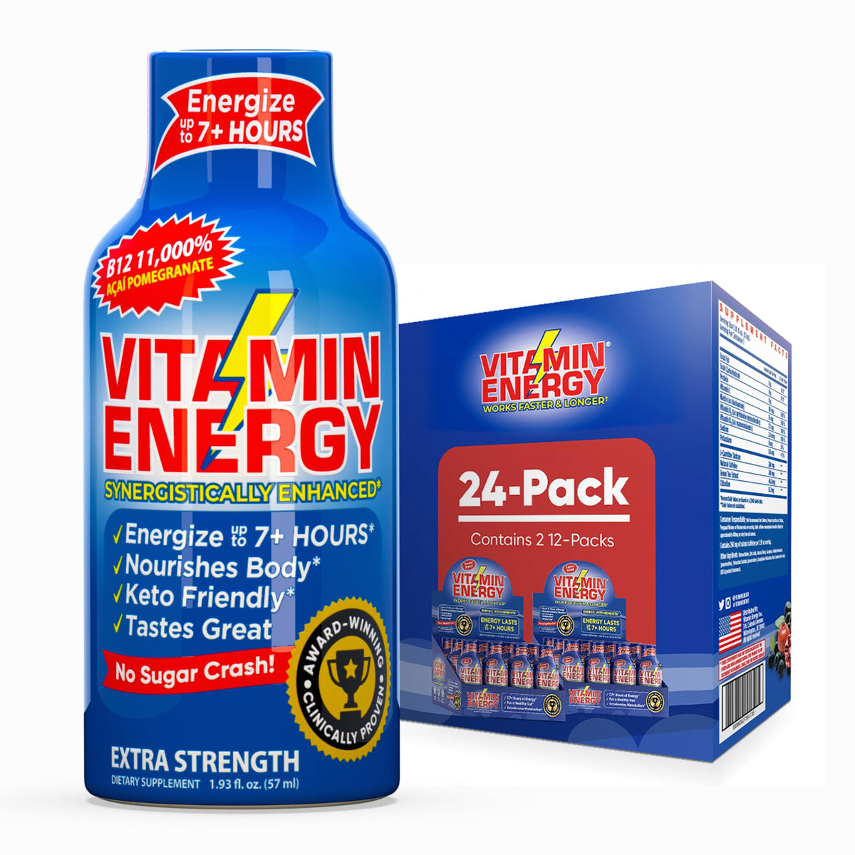 Vitamin Energy B12 shot front label for quick energy on the go