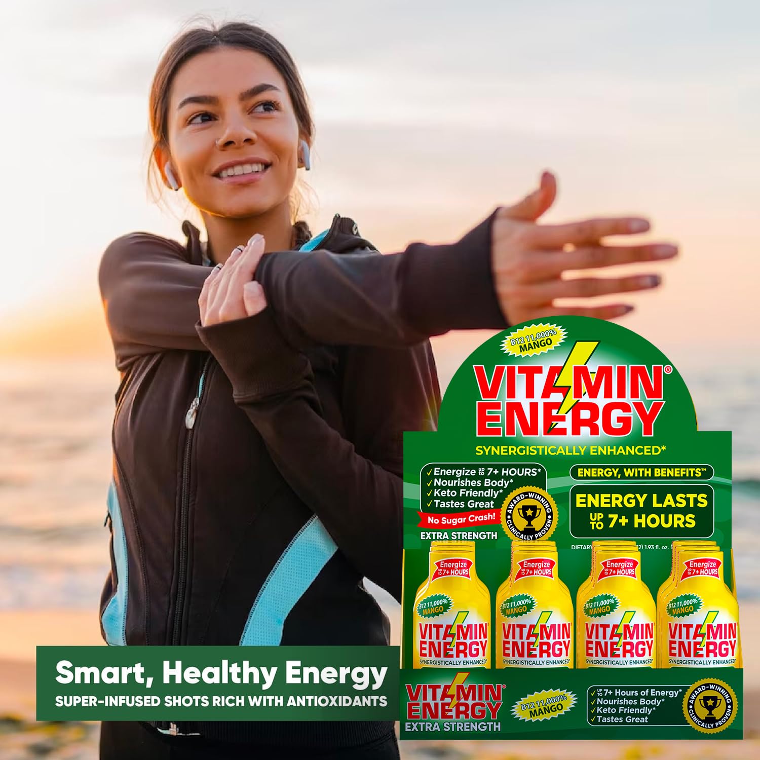 Vitamin Energy B12 shot mango vegan kosher gluten-free label
