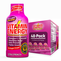 Vitamin Energy B12 Pink Berry bottle for quick, on-the-go energy.
