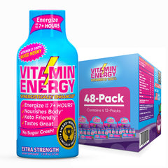 Vitamin Energy D extra strength berry shot bottle on display, ready for daily energy.