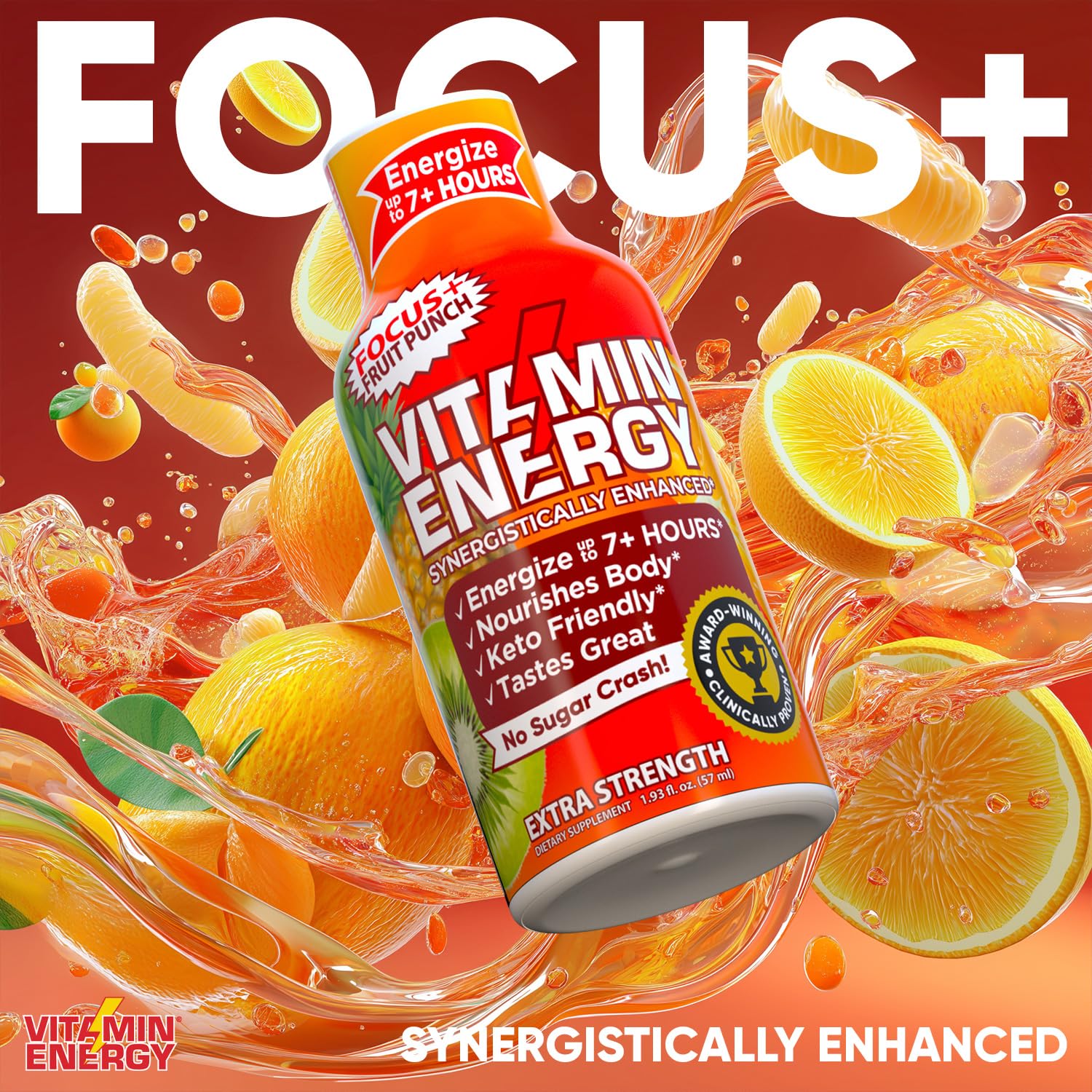 Vitamin Energy Focus+ nutrition panel view emphasizing caffeine and vitamins