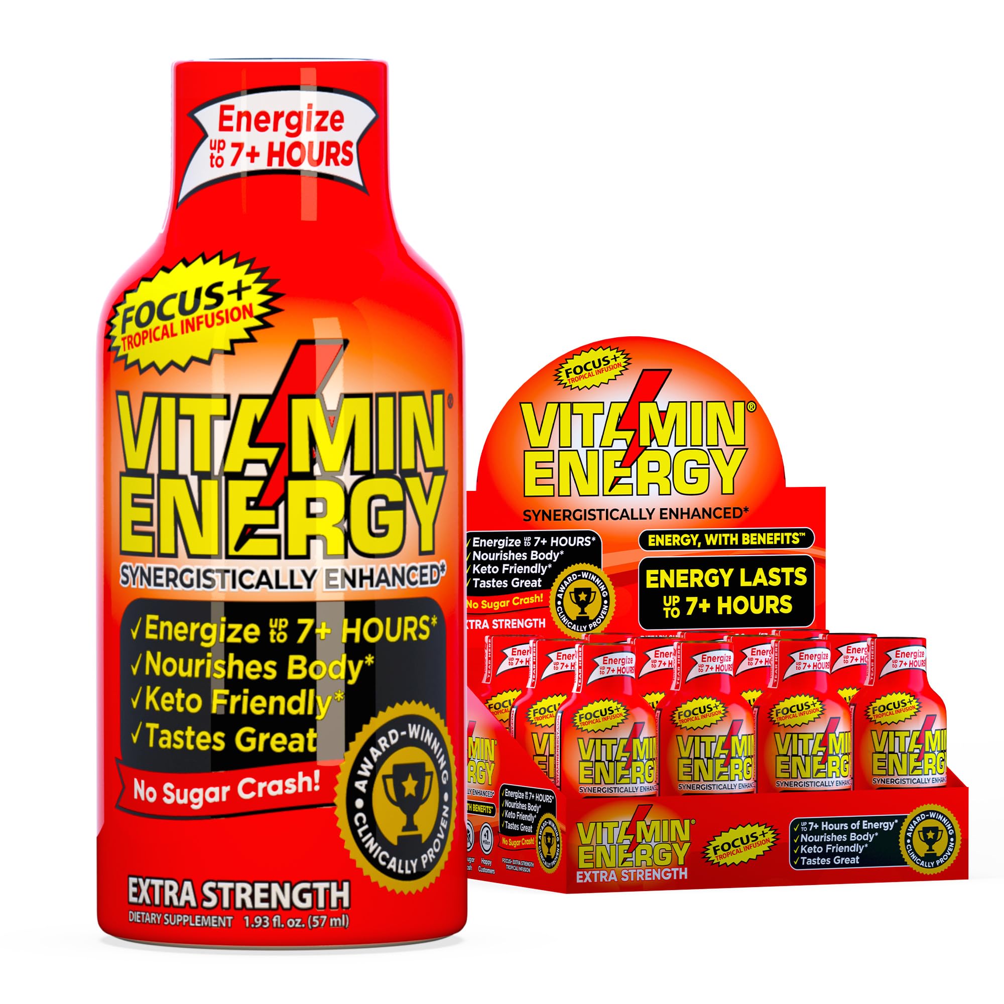Vitamin Energy Focus+ tropical infusion bottle for sustained focus