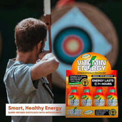 Vitamin Energy Focus+ vegan and gluten-free badge signals dietary compatibility.