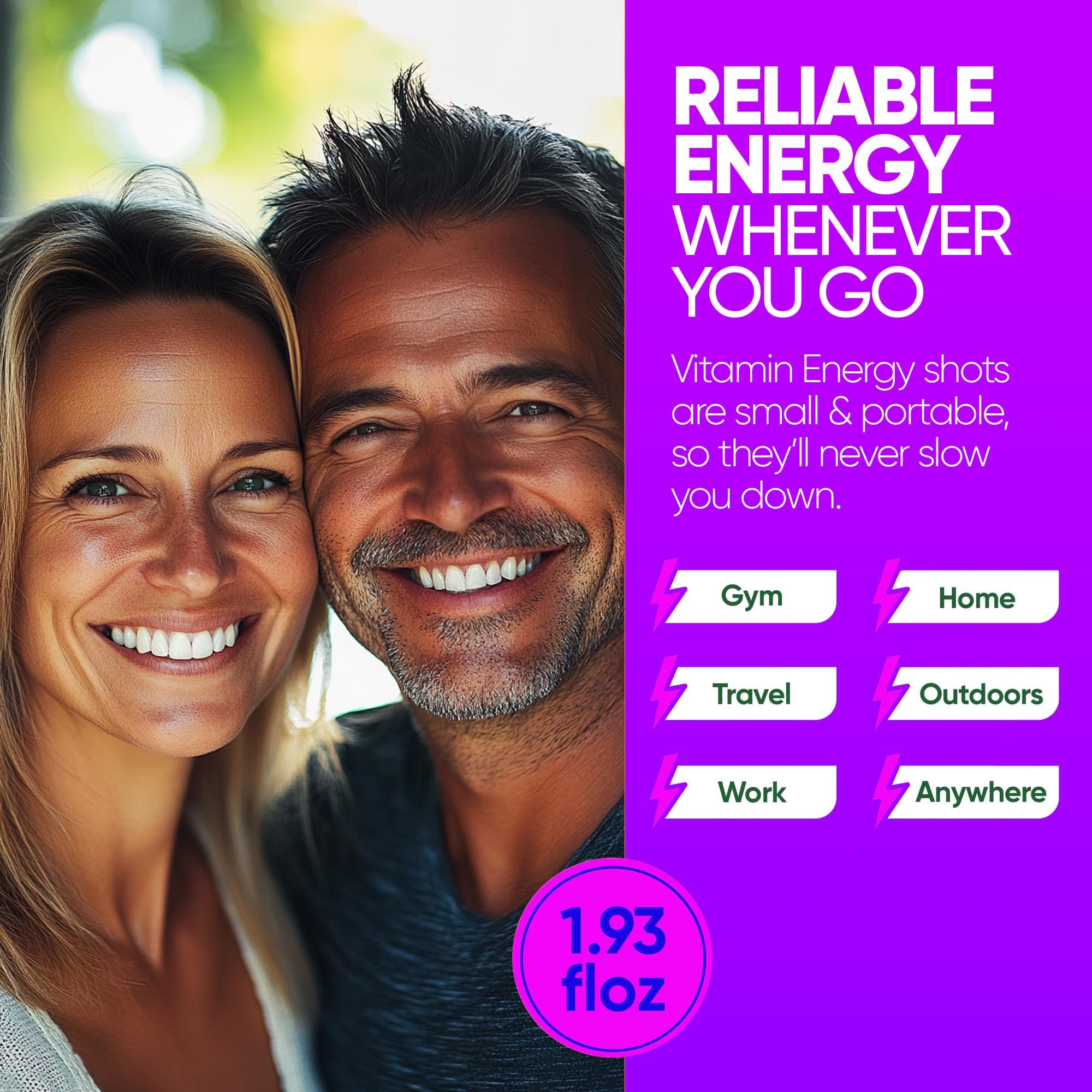Vitamin Energy Focus shot berry in a glass for sustained alertness